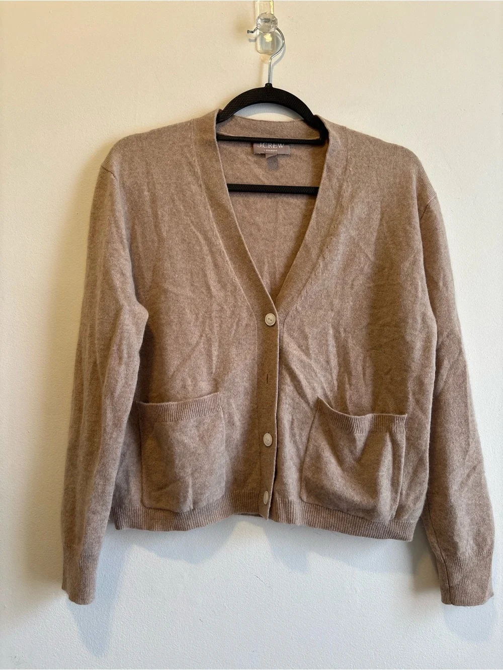 J. Crew Taupe V-Neck Button Cardigan